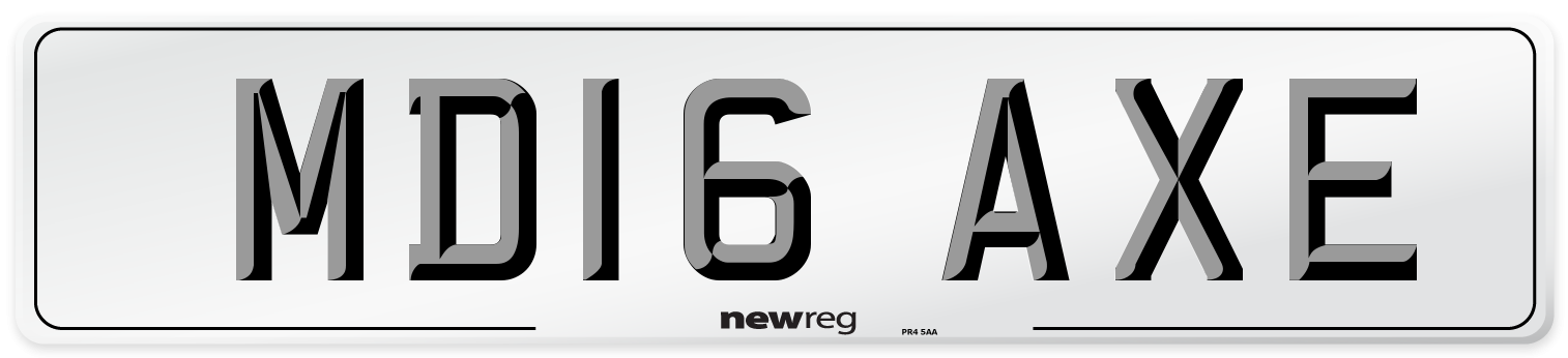 MD16 AXE Number Plate from New Reg